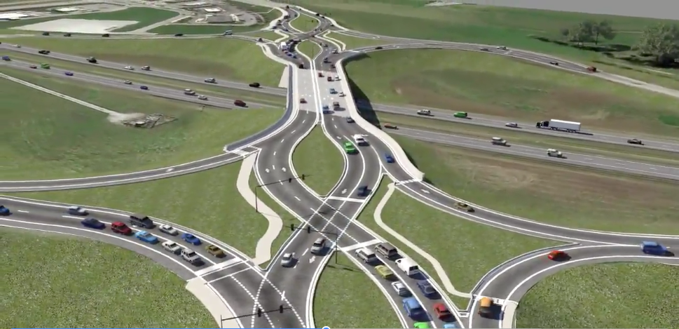 Diverging Diamond Interchange at I-69 and Campus Parkway